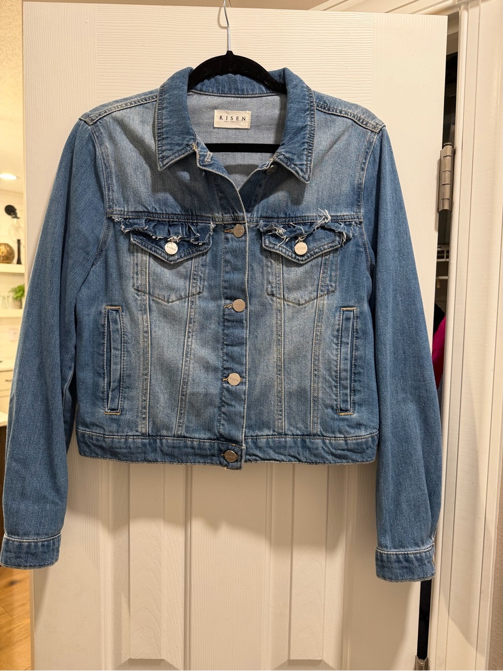Risen Women's Light Blue Denim Jacket like New -Size L
